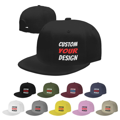 Custom Hat,Custom Hats for Men,Your Name Logo Text or Image Personalized Flat Bill Hats Snapback Hat Baseball Cap Trucker Black Hat