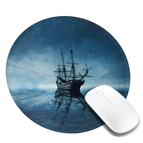 Mouse Pad Pirate Ship Mouse Pads for Desk with Non-Slip Rubber Base Office Computer Round Mousepad Mouse Mat for Home Office Desk Accessories