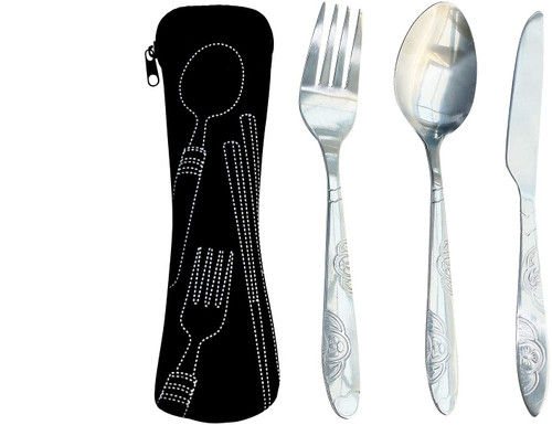 Silverware Flatware Set, RilexAwhile Set of 1 Stainless Steel Reusable Utensils to Go Lunch Set, Camping Flatware Set Knife, Fork and Spoon 3-Piece, for Camping and Travel