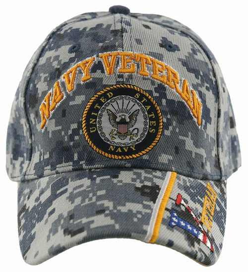 Trade Winds U.S. Navy Veteran Blue Digital Camo Emblem V Embroidered Cap