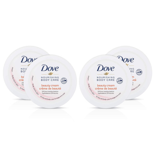 Dove Nourishing Body Care Face, Hand and Body Beauty Cream for Normal to Dry Skin Lotion for Women with 24 Hour Moisturization, 2.53 FL OZ (Pack of 4) Dove Nourishing Body Care Face, Hand and Body Beauty Cream for Normal to Dry Skin Lotion for Women with 24 Hour Moisturization, 2.53 FL OZ (Pack of 4)
