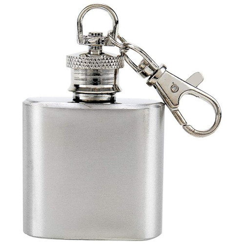 Stainless Steel Key Chain Ring Mini Drinking Flask 1oz