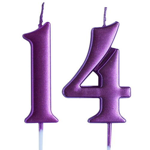 Pink 14th Birthday Candle, Number 14 Years Old Candles Cake Topper, Girl Party Decorations, Supplies