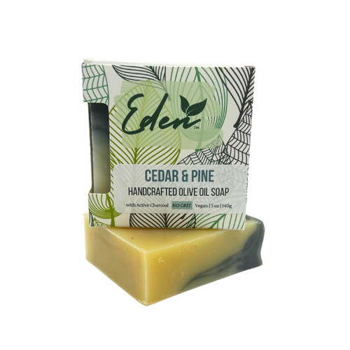 Eden Daily Essentials EDEN Daily Essentials - Natural Soap Bar, Men Soap - Cedar Pine Tar - Handmade Soap with Oatmeal and Charcoal - Masculine Scent -