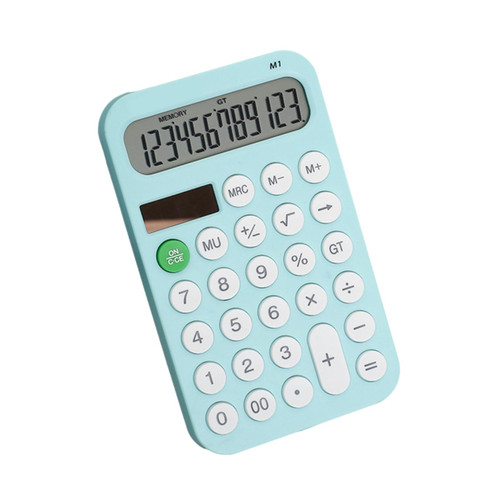 Altsuceser Desktop Calculator 12 Digit with Large LCD Display and Round Buttons, Solar Powered Battery Operated Calculator for Home, Office, School, Class, Finance and Business Blue