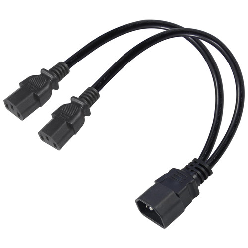 wininks C14 to 2 X C13 Y Splitter Power Cord, 1FT IEC 320 C14 Male to Dual IEC 320 C13 Female Splitter 2 Ways PDU UPS Extension Power Cord 250V/10A