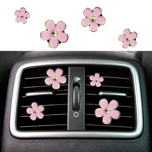 Flower Car Air Fresheners Vent Clips, 4Pcs Cute Car Vent Clips,Daisy Flowers Car Accessories Air Freshener Clips Dashboard Decorations,Car Vent Clips Decor Interior for Girls Women