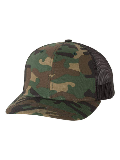 Richardson Patterned Snapback Trucker Cap Adjustable Army Camo/ Black