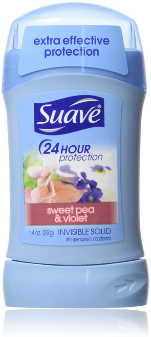 Suave Deodorant 2.6 Ounce 24Hr Sweet Pea & Violet Invis. Solid (76ml) (2 Pack)