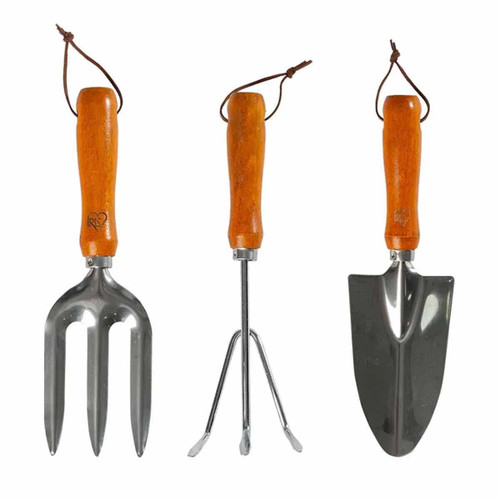 Garden Hand Tool Set with Wooden Handle,Cultivator Transplant Tool Set of 3 -Garden Weeding Trowel,Stainless Steel Garden Work Kit with Solid Wood Ergonomic Handle Succulent Tools Gift Set (Silver)