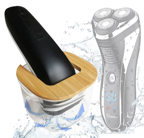 FitSand Bamboo Shaver Rinse Stand Compatible with Hatteker Electric Shaver Rotary Razor Men Cordless Beard Trimmer