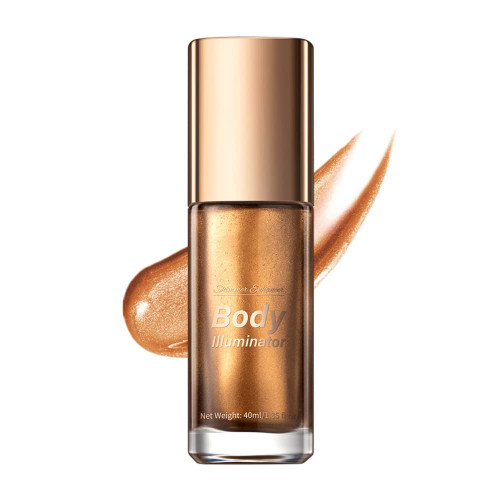 Ofanyia Face Body Luminizer, Waterproof Long-lasting Smooth Shimmer Face Body Glow Illuminator, Bronzer Smooth Shine Liquid Foundation, Waterproof Moisturizing Body Highlighter (03# BRONZE GOLD)