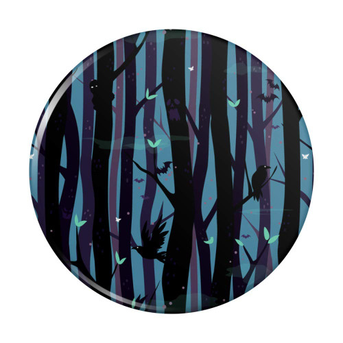 Spooky Dark Forest with Crows and Ravens Compact Pocket Purse Hand Cosmetic Makeup Mirror