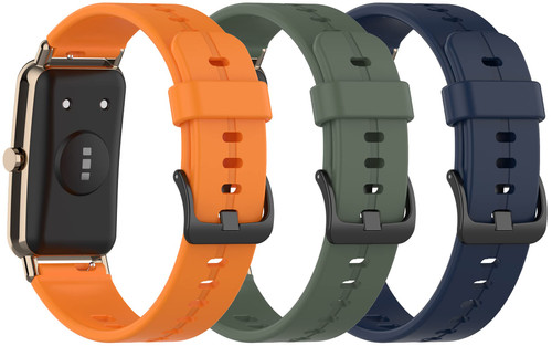 TenCloud 16mm Straps intended for KALINCO Slim Fitness Tracker 1.47 inch Wristbands Compatible with KALINCO/FITVII Slim Fitness Tracker 1.47 inch Waterproof Replacement Silicone Bands (Orange+Green+Blue)