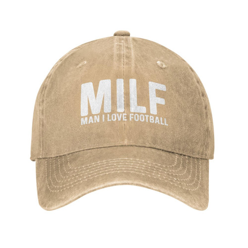 Milf Man I Love Football Hat for Women Baseball Hats Cool Cap Natural
