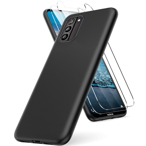 Oududianzi - Case for Nokia G100 Phone Case, with 2 Pieces Screen Protector,Thin and Light Soft TPU Silicone Case, Shockproof Anti-Scratch Flexible Rubber Protective Case - Black