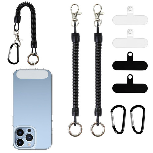 JingRoom Phone Lanyard Tether with Patch, for Skiing Hiking Cycling Climbing (2*Tether+ 4*Patch + 2*Carabiner Clip)