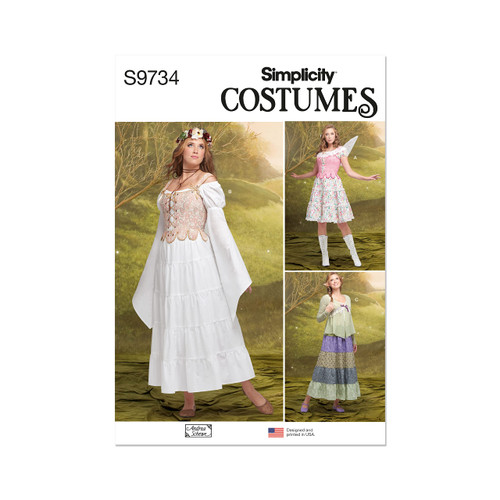 Simplicity Fairycore Misses' Costumes Sewing Pattern Kit by Andrea Schewe Designs, Code S9734, Sizes 8-10-12-14-16, Multicolor