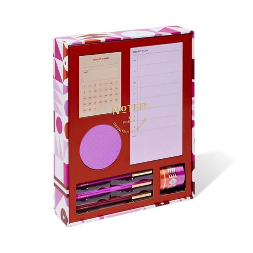 Post-it Noted by Post-it Printed Notes Gift Box, 5 Piece Set, Warm Colors, Includes Round Sticky Notes, Habit Tracker Sticky Notes, Weekly Sticky Notes, 3-Pack Pens, 3-Pack Washi Tape (NTD-Box-LRD)