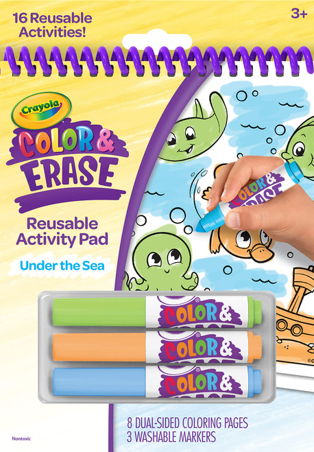 Crayola Color and Erase Reusable Activity Pad, Ocean Coloring Pages, Gift for Kids, Ages 3, 4, 5, 6