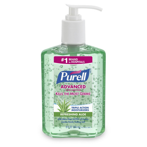 Purell Advanced Hand Sanitizer Soothing Gel, Fresh Scent with Aloe and Vitamin E, 8 oz, 1Each