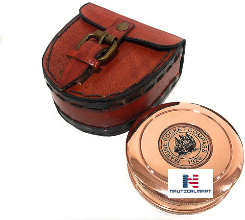 NauticalMart Robert Frost Brass Poem Compass - Copper Finish Pocket Pirate Compass
