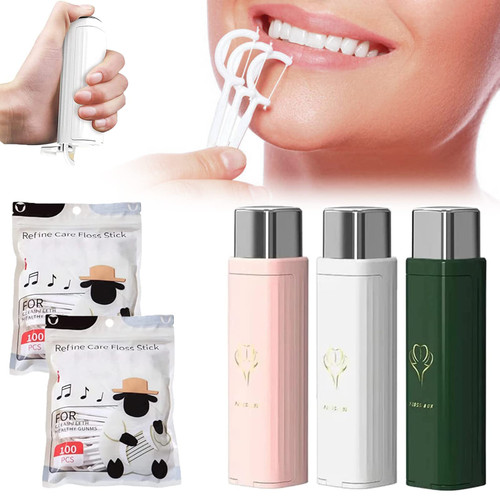 3 pcs Portable Floss Dispenser with 200 pcs Dental Floss, Upgrade Refillable Travel Dental Floss Dispenser Dental Floss Picks Case, Automatic Floss Stick Organizer for Family Hotel