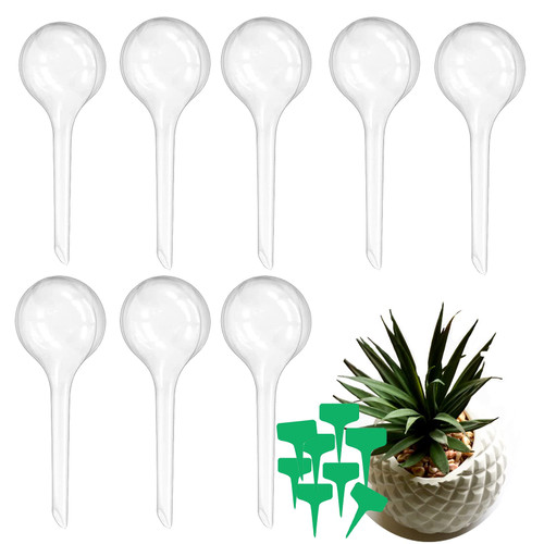 8 PCS Plant Watering Bulbs with 8 Pcs Insert Card Automatic Watering Globes Plastic Self-Watering Globes Garden Water Device for Plant Indoor Outdoor