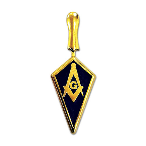 Trowel with Square & Compass Masonic Lapel Pin - [Blue & Gold][1'' Tall]