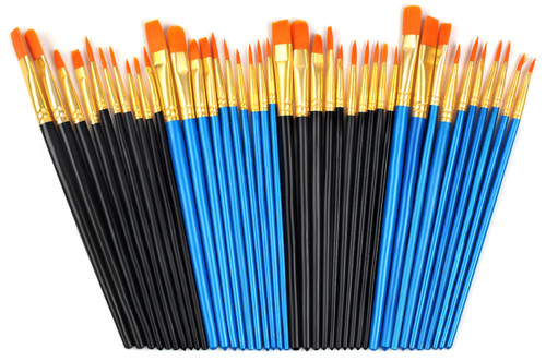 40 Pcs, Paint Brush Set for Acrylic Painting, Watercolor Brushes for Acrylic Oil Watercolor, Miniature Detailing, and Rock Painting