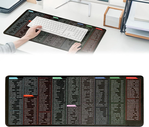 QDLZHIN Quick Key Super Large Anti-Slip Keyboard Pad - with Office Software Shortcuts Pattern, Upgraded Extended Large Rubber Base Mouse Smooth Cloth Mouse Pad Desk Mat (31.5 * 11.8in)