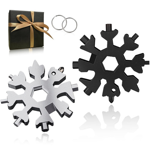 Snowflake Multitool, 18 in 1 Snowflake Stainless Steel Multi Tool, Compact Flat Phillips Screwdriver Wrench/Bottle Opener Kit, Gifts for Men, Cool Gadgets for Men, Mini Durable and Portable.