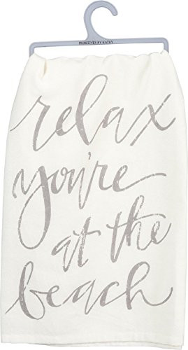 Primitives by Kathy Relax Youre At The Beach Cotton Dish Towe Kitchen Linens