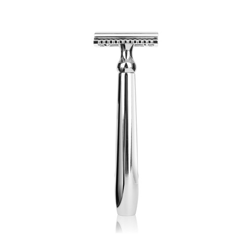 CSB Classic Double Edge Safety Razor for Men and Women, Reusable Safety Razor, Single Blade Razors, Chrome Metal Handle DE Razor for Shaving with 10 Blades