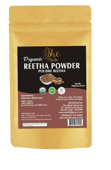 She Made Organic Reetha Powder for Hair - 100% Pure Aritha/Soap Nut Powder for Hair Grown | Natural Hair Shampoo & Conditioner for Dandruff, Rough Hair, Oily Scalp, and More! | Sapindus Mukorossi