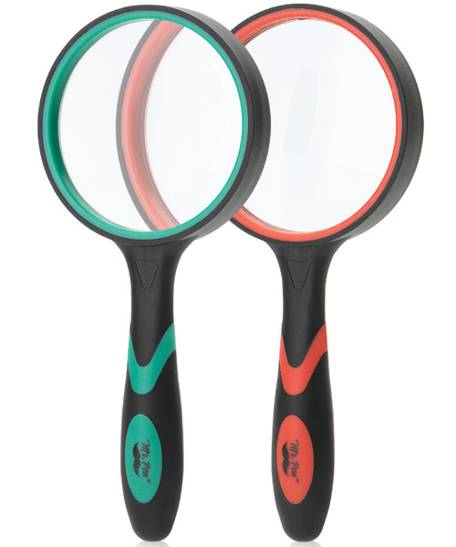 Mr. Pen- Magnifying Glass, 2 Pack, 10X Magnifier, 75mm Glass Lens, Magnifying Glass for Kids and Adults, Handheld Magnifying Glass, Magnifier for Reading, Magnifying Glasses for Close Work, Red&Green