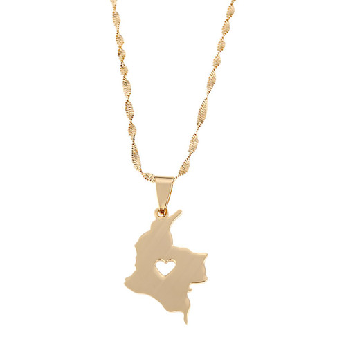 Colombia Map Pendant Necklace for Women Gold Color Jewelry Map of Colombian Jewelry Colombia Map Pendant Necklace for Women Gold Color Jewelry Map of Colombian Jewelry