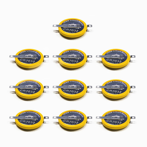 EEMB 10PACK Tabbed CR2032 Battery with Solder Tabs 3V Lithium Battery 2032 Coin Cell Lithium Batteries for Sensor Radio Gameboy Color Game Battery Replacement