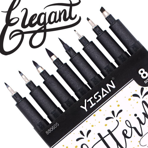 YISAN Hand Lettering Pens,Calligraphy Pens,Brush Markers Set,Black,for Beginners Writing, Art Drawings,70306