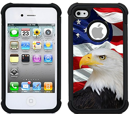 Corpcase - Hybrid Case for iPhone 4 / iPhone 4S - Bald eagle usa flag distressed/ Unique Case With Great Protection