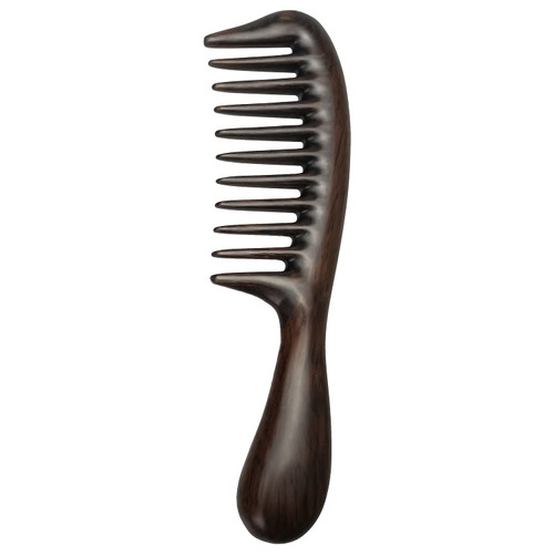 Louise Maelys Wide Tooth Hair Comb Black Sandalwood Detangler Comb for Curly Hair