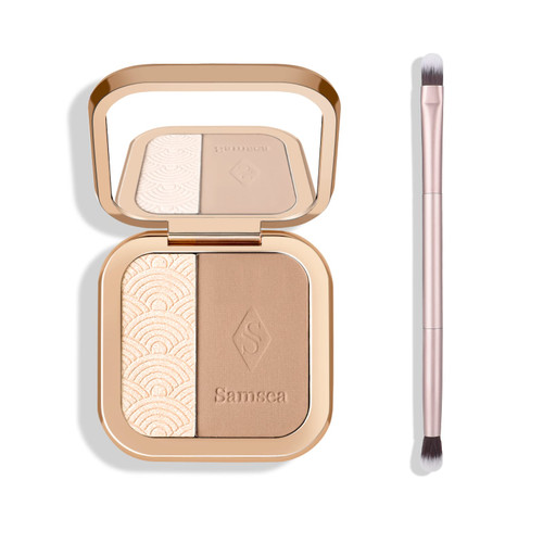 KYDA Illuminator Highlighter&Contour Palette, Bronzer Highlighter&Matte Contour Pressed Powder, Face Contouring Palette, Lasting Shimmer Glow Kit, by Ownest Beauty