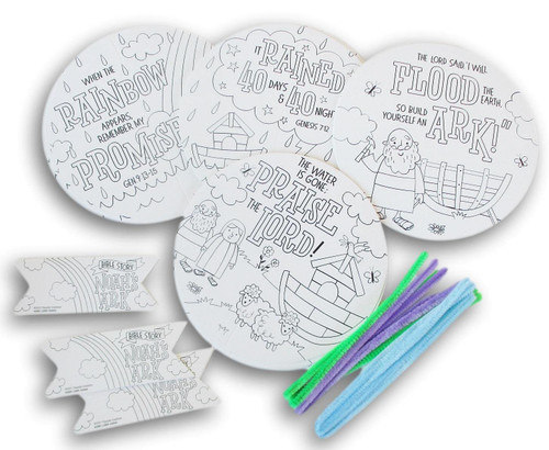 Noah's Ark Color Me Ornament Paper Craft - Makes 6