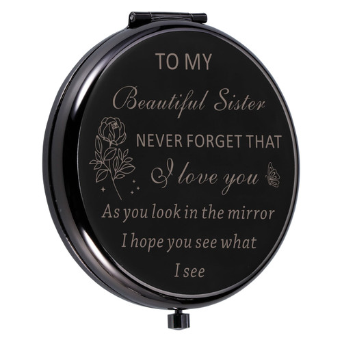 Sisters Gifts from Sister Compact Mirror for Women Sister Stocking Stuffers Birthday Gift Ideas for Sister Best Friend Christmas Valentines Day Graduation Easter Gifts from Little Sister Big Brother
