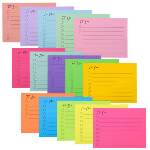 EOOUT 15 Packs to Do List Sticky Notes, 750 Sheets Self-Stick Notes with Line, 3x4 Inch Adhesive Memo Sticky Notes Notepad Bulk, Home Office School Planner Reminder Supplies (Rainbow Colors)