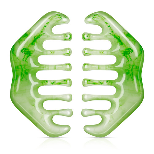 Geiserailie 2 Pieces Jade Combs Massage Stone Hair Comb Guasha Scraping Scalp Comb Facial Massage Tool Multifunctional Handheld Head Tools Head Caring Head Therapy Mother's Day Gift(Elegant Style)