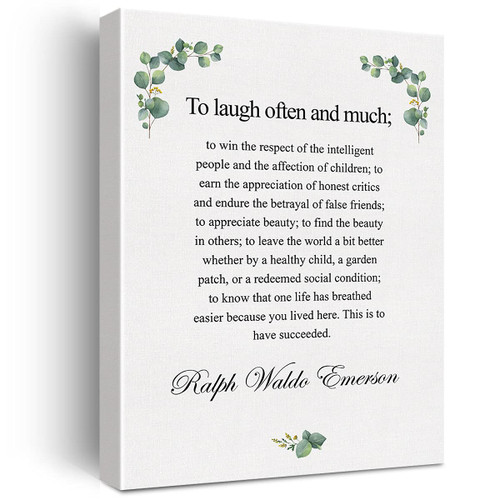 Inspirational Quotes Canvas Wall Art Motivational to Laugh Often and Much Quote Canvas Print Positive Canvas Painting Office Home Wall Decor Framed Gift 12x15 Inch