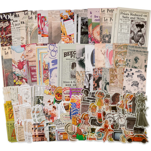 Knaid Vintage Scrapbook Supplies Pack (200 Pieces) for Junk Journal Bullet Journals Planners Aesthetic Paper Stickers Craft Kits Cottagecore Collage Album (Retro) Knaid Vintage Scrapbook Supplies Pack (200 Pieces) for Junk Journal Bullet Journals Planners Aesthetic Paper Stickers Craft Kits Cottagecore Collage Album (Retro)