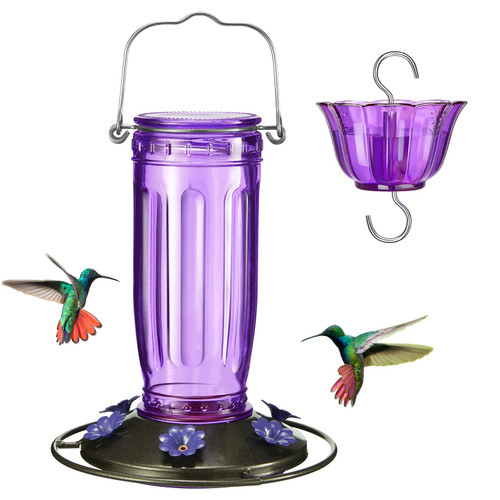 Kingsyard Glass Hummingbird Feeder for Outdoors Wild Bird Feeder with 6 Feeding Ports Hanging for Garden Yard, Purple (Ant Moat Included) Kingsyard Glass Hummingbird Feeder for Outdoors Wild Bird Feeder with 6 Feeding Ports Hanging for Garden Yard, Purple (Ant Moat Included)