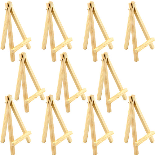 10 Pack Mini Table Easels Wooden Mini Easel Stand Tripod Small Easels for Display Card Display Stand Mini Display Table Easels Small Wooden Easel for Wedding Cards Painting Arts Photo Craft Display